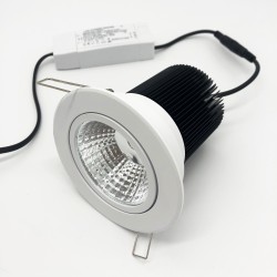 12W COB LED Dimmable Gimble Downlight, White Fitting