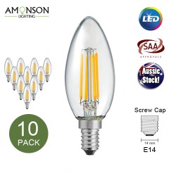 Filament Edison LED Bulb Globe E14 4W C35 Warm White - 10 Pack