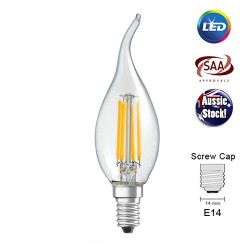 Filament Edison LED Bulb Globe E14 4W CA35 Flame Warm White