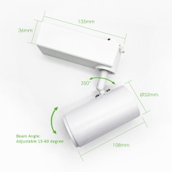 LED 12W Single Circuit Non-Dimmable Track Spot Light 4000K White Fitting