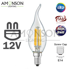 12V LED Filament Candle Bulb E14 CA35 4W Screw  Warm White