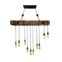 Industrial Hanging Linear Wooden Beam Light 