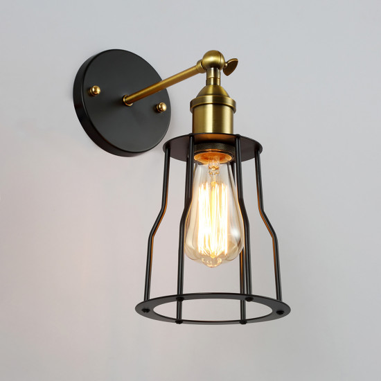 Cage Filament Wall Light Aged Steel