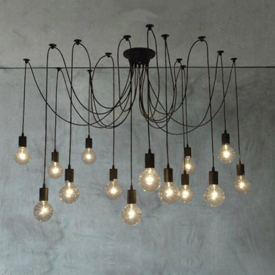 Choose LED Bulbs or Edison Bulbs 14 Pendant Light Unique Modern Chandelier Swag Chandelier 20 Custom Colors and 13 hardware choices Design your Own 