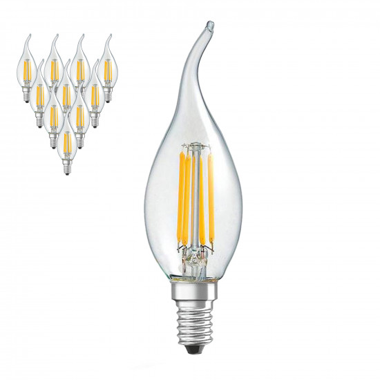 Filament Edison LED Bulb Globe E14 4W C35 Flame Warm White - 10 Pack