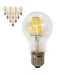 LED Edison Bulb Globe E27 6W A60 Warm White Shape D - 10 Pack