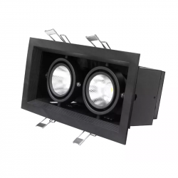 24W Recessed LED AR111 Downlight Fitting Double Black