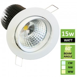 15W COB LED Dimmable Gimble Downlight 1000-1200lm
