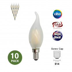 Filament Edison LED Bulb Frosted Globe E14 4W C35F Flame Warm White - 10 Pack