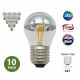 Filament Edison LED Bulb Globe Half Mirror E27 2W G45 (10 Pack)