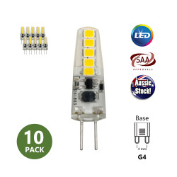 G4 Bi-Pin Base 12V 5W 37mm Mini Wedge COB Light Bulb 3000K - 10 Pack