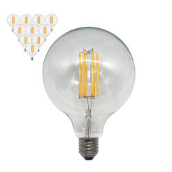 Filament LED Edison Bulb Globe E27 6W G125 - 10 Pack
