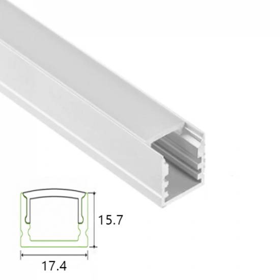 LED PROFILE 2M Length Aluminium LED Tracking & Opaque diffuser Suitable for LED Strips 15.7mm Height Surface Mounted 